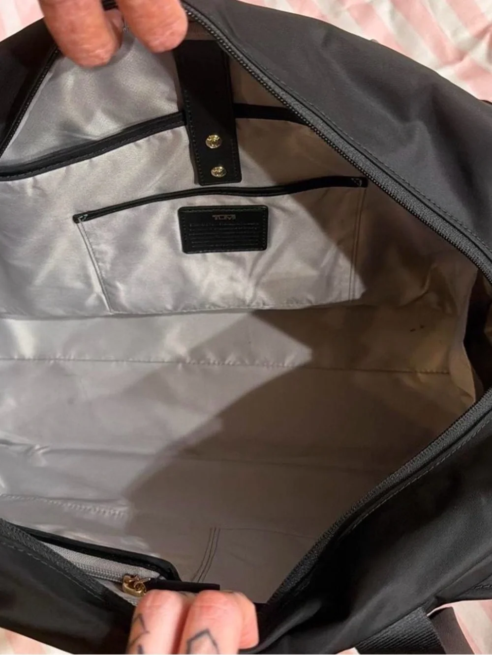 Tumi Black Nylon Laptop Brief with Gold Hardware